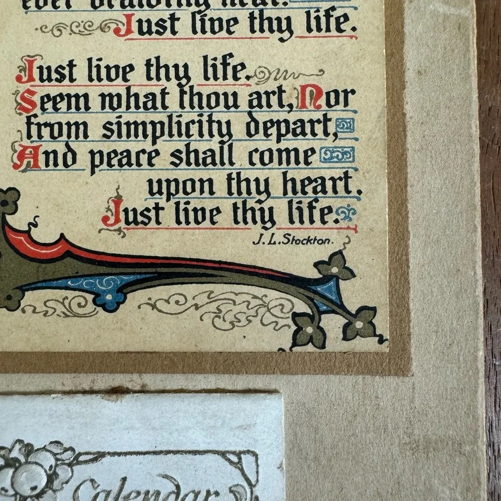 Vintage 1925 Life Thy Life Poem J.L. Stockton & mini 12 month calendar‎